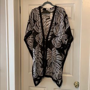 NWT sheer B&W butterfly cover up / robe / jacket